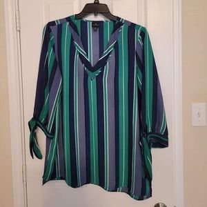 Beautiful Green & Blue Striped Blouse.